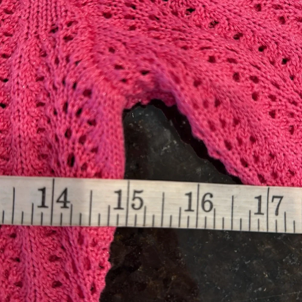 Boston Proper Crochet Surplice A-Line Dress & Slip Shocking Pink Size Small - Picture 11 of 15